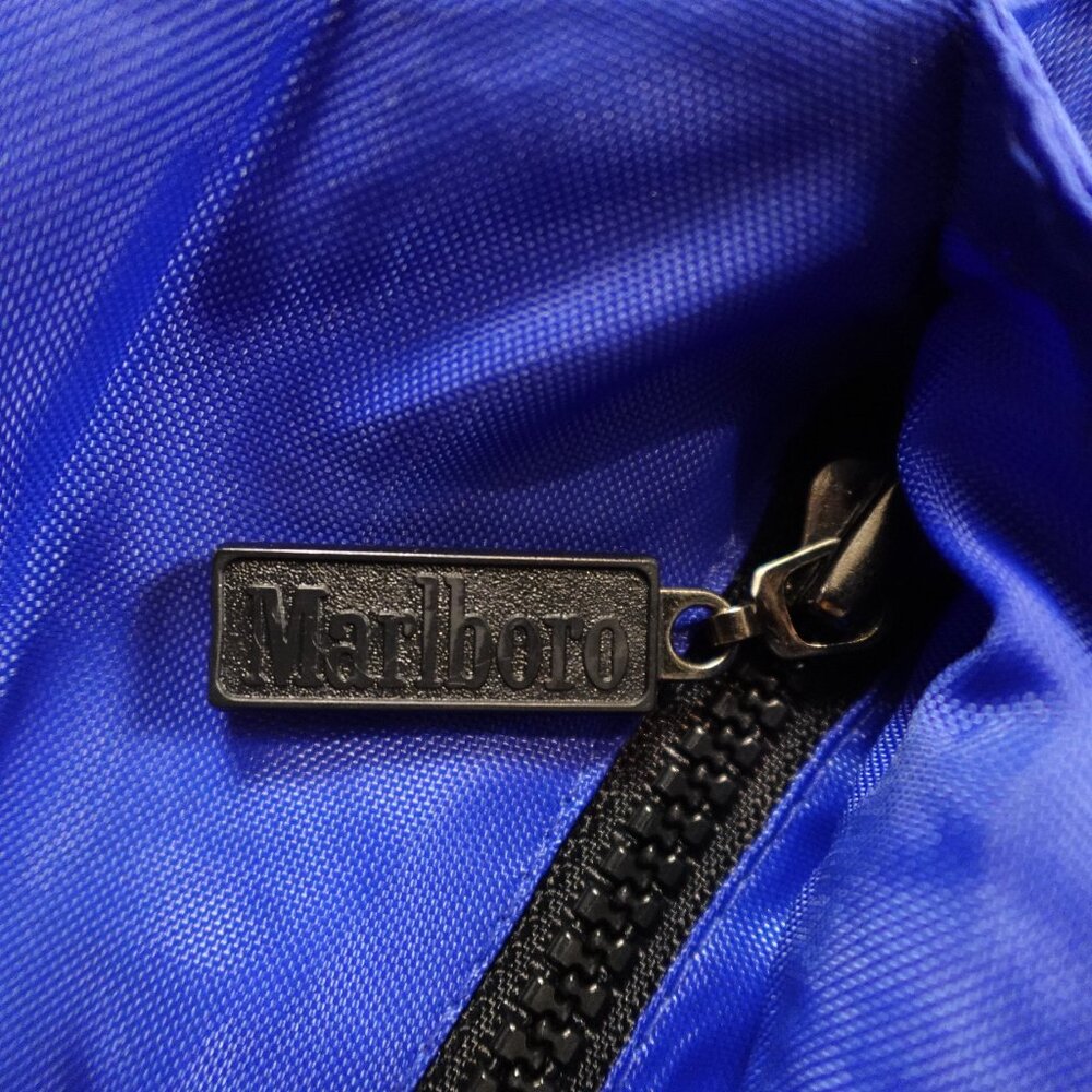 Marlboro windbreaker jacket full zip adult medium blue black rain proof vintage - Picture 3 of 14